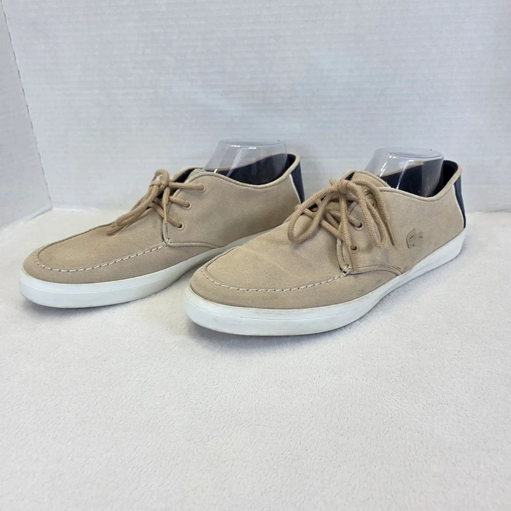 Lacoste Sevrin Suede‎ Mens Size 11 Leather Casual Boat Shoes Tan Blue
